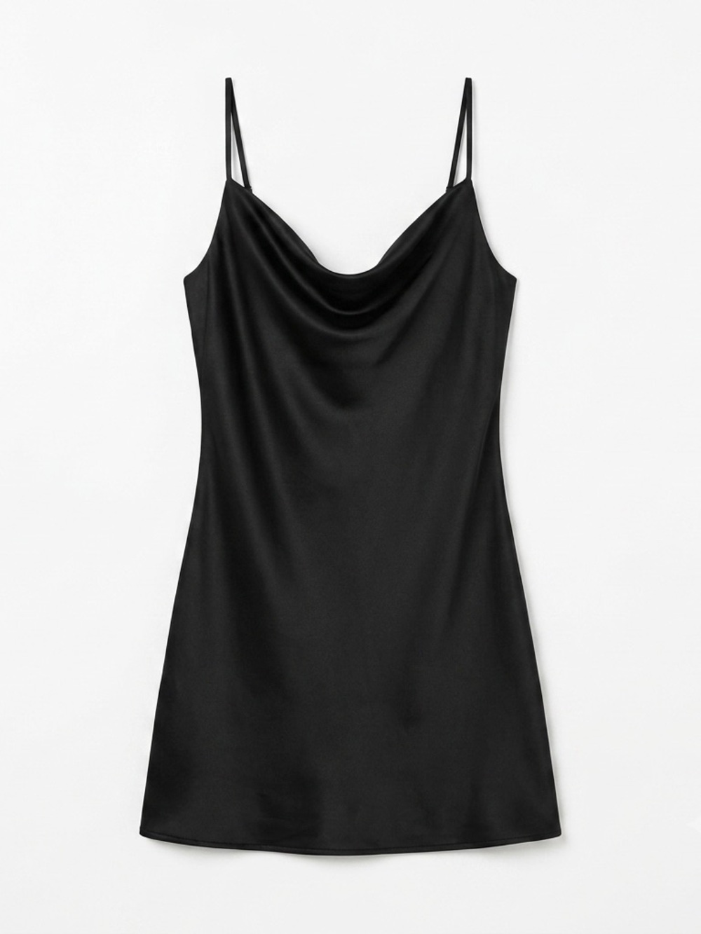 Nasty Gal Black Satin Cowl Neck Slip Dress Size 4 Small Party Dress